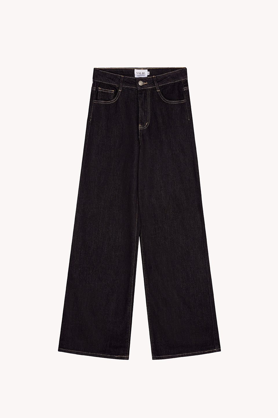 Jeans SVEA in dunkelblauer Waschung mit weitem Bein.