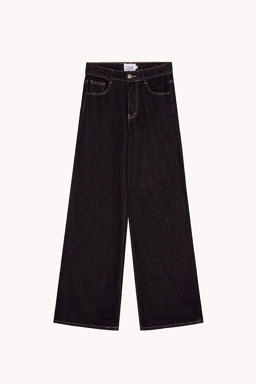 Jeans SVEA in dunkelblauer Waschung mit weitem Bein.