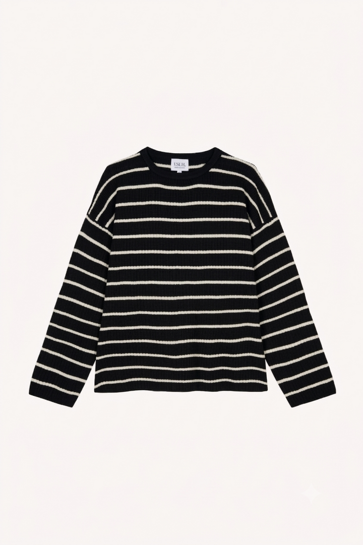 Oversized Shirt NURIA in Schwarz mit weißen Streifen