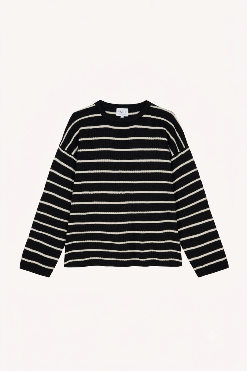 Oversized Shirt NURIA in Schwarz mit weißen Streifen
