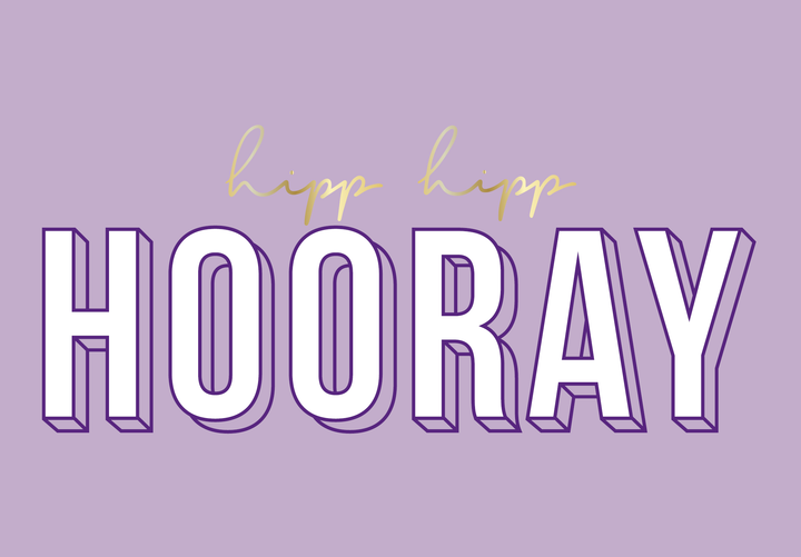 Postkarte "hipp hipp hooray" mit Golddruck