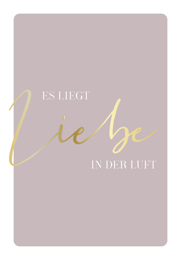 Postkarte "Es liegt Liebe in der Luft" mit Golddruck