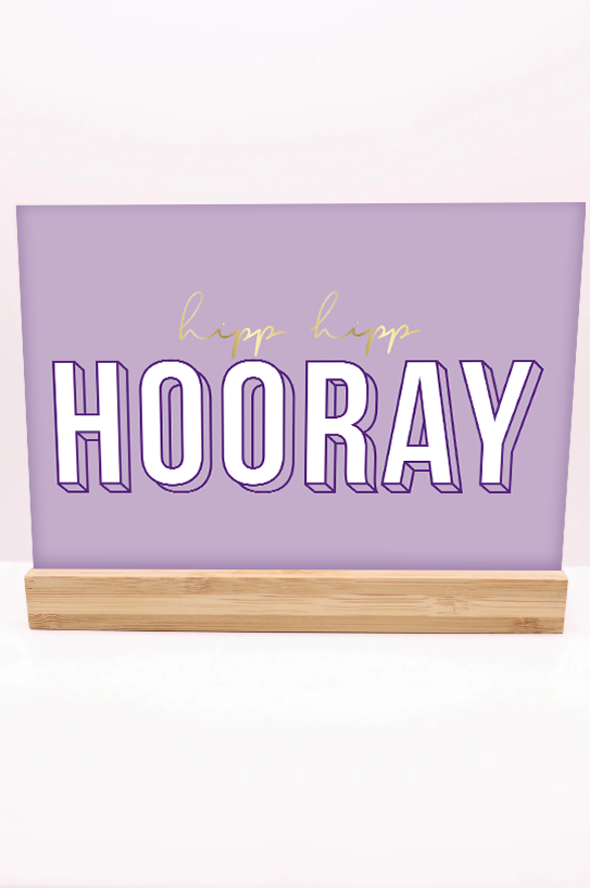 Postkarte "hipp hipp hooray" mit Golddruck